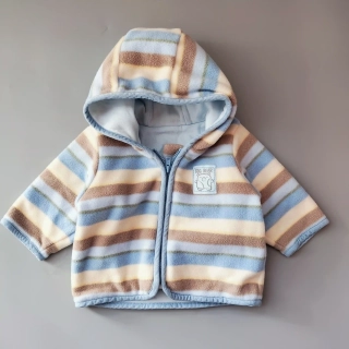 Fleecová bunda Mothercare vel. 62 pruhovaná světle modrá