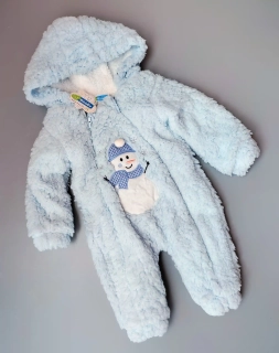 Plyšová kombinéza Buude vel. 74 modrá se sněhulákem