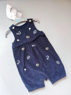 Letní manšestrové overal Tu vel. 92 tmavě modrý s kytičkami