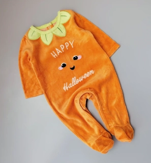 Velurový overal TJM vel. 62 dýně Halloween