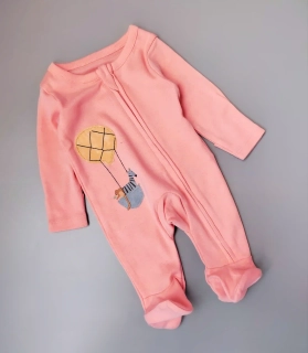 Overal na zip M&S vel. 50 růžový s balónem