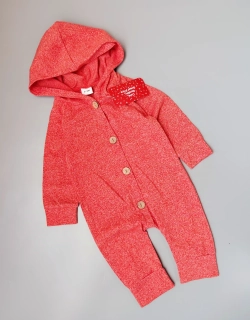 Overal Pat Pat vel. 62 oranžový s kapucí a knoflíky