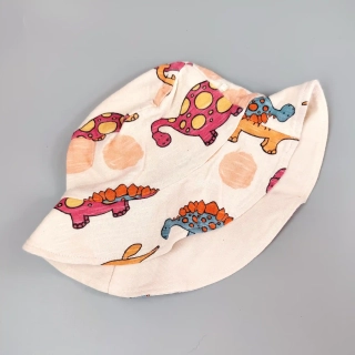 Bavlněný klobouček George vel. 68 krémový dino