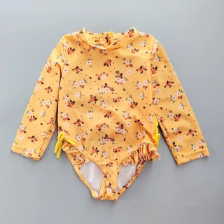 Plavky s volánky vel. 80 hořčicové květované