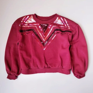 Mikina s flitry Nutmeg vel. 134 vínová