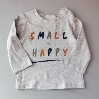 Tričko Matalan vel. 74 šedé s nápisem Happy