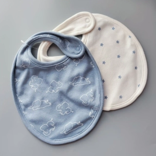 Set dvou bavlněných bryndáčků modro bílý