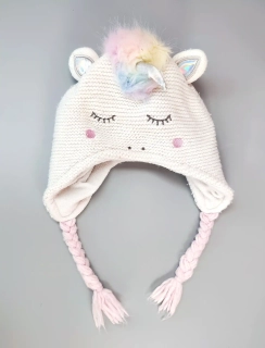 Pletená zimní čepice Primark jednorožec s copánky