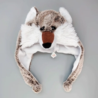 Plyšová zimní čepice s vlkem Woodland 2 - 4 roky