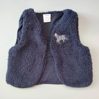 Plyšová kožešinová vesta John Lewis vel. 80 tmavě modrá se zebrou