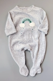 Velurový overal vel. 56 šedý s duhou