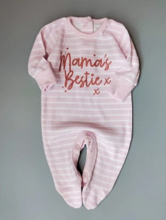 Overal Matalan vel. Newborn růžový proužkované s nápisem