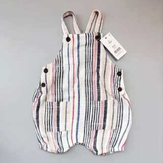 Lněné laclové kraťasy George vel. 62 pruhované