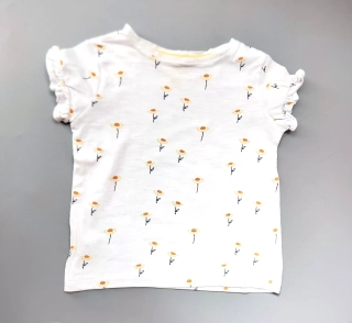 Tričko F&F vel. 110 bílé s kopretinami