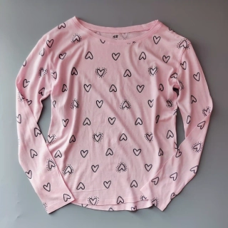 Jemné tričko H&M vel. 152 růžové se srdíčky