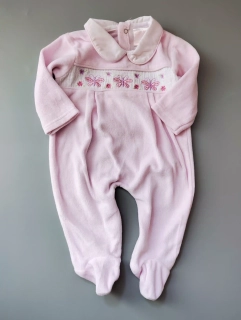 Velurový overal s límečkem Just too cute vel. 68 růžový