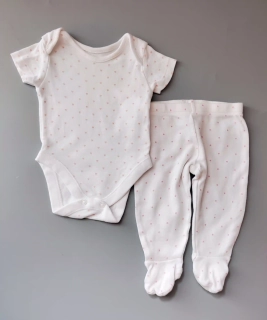 Set pro holčičku vel. 62 bílo růžové polodupačky a body s krátkým rukávem