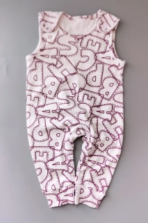 Kojenecký overal bez rukávů vel. 68 bílý s písmeny