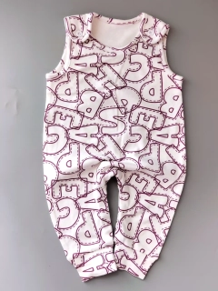 Kojenecký overal bez rukávů vel. 68 bílý s písmeny