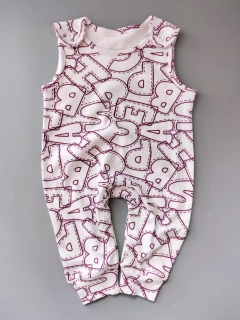 Kojenecký overal bez rukávů vel. 68 bílý s písmeny