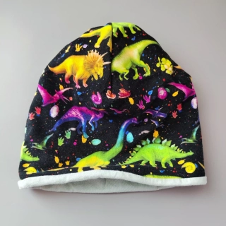 Bavlněná čepička s dinosaury cca 2 - 3 roky