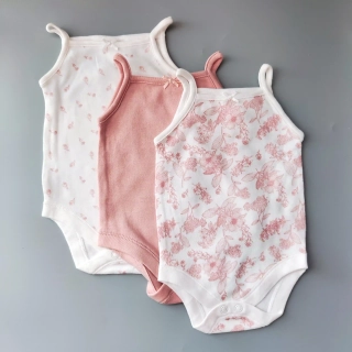 Set tří tílkových body v růžové a bílé barvě