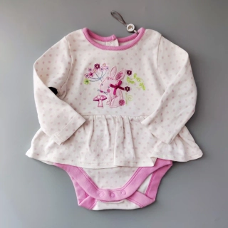 Body se sukýnkou M&Co vel. 62 bílorůžové puntíkované s králíčkem