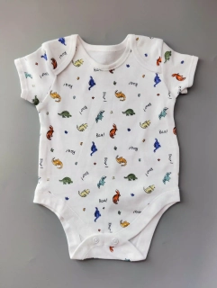 Body Matalan vel. 62 bílé s dinosaury