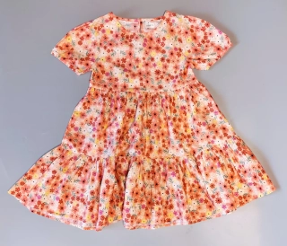 Šaty F&F vel. 140 růžové květované s širokou sukní