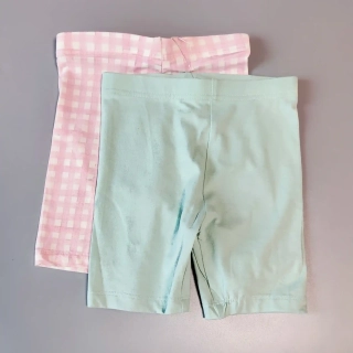 Legínové kraťasy George vel. 104 mátové a růžové kostkované