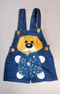 Laclové kraťasy z lehké džínoviny s pejskem vel. 80