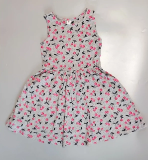 Bavlněné šaty Tu vel. 128 šedé s třešněmi