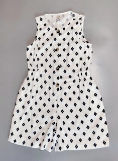 Lněný overal F&F vel. 140 bílý se vzorem