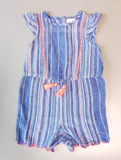 Letní overal F&F vel. 80 modrý pruhovaný