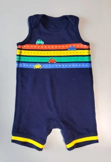 Letní overal Nutmeg vel. 68 tmavě modrý s autíčky