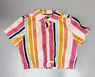 Košilový crop top Soulcal vel. 140 barevné pruhy