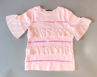 Top George vel. 128 růžový s flitry a volánky