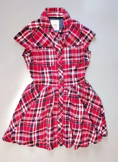 Šaty M&S vel. 140 červené kostkované