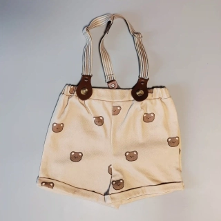 Kraťasy s kšandami Cozy Club vel. 74 béžové s medvídky