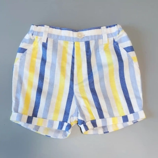 Lněné šortky Mayoral vel. 86 žluto modré pruhované
