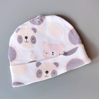 Bavlněná čepička s pandami vel. 62 pastelové barvy