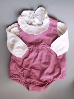 Souprava Matalan vel. 68 růžový manšestrový overal a tričko s límečkem