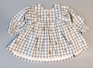 Bavlněné šaty George vel. 62 šedobílé kostkované s květinami