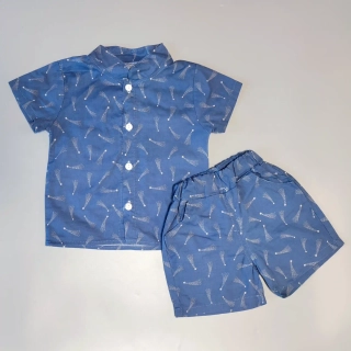 Pyžamová souprava košile a šortky vel. 80 tmavě modrá s hvězdami
