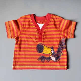Tričko s krátkým rukávem George vel. 74 oranžové pruhované s tukanem
