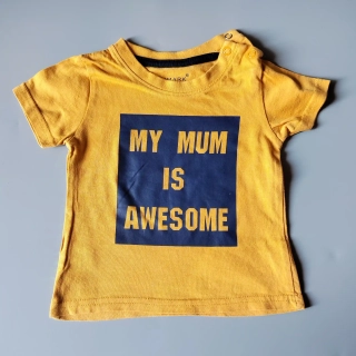 Tričko s krátkým rukávem Primark vel. 74 hořčicové s nápisem