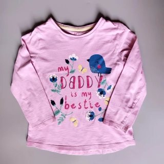 Tričko s dlouhým rukávem Matalan vel. 110 růžové s nápisem „Daddy“