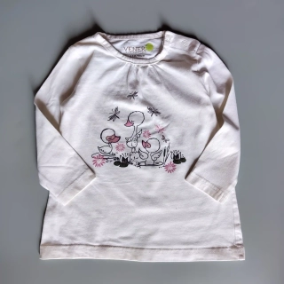Tričko s dlouhým rukávem Center vel. 80 bílé s kachničkami