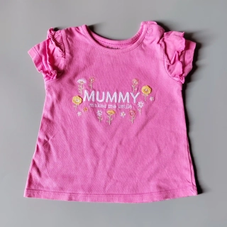 Tričko Nutmeg vel. 80 růžové s nápisem „mummy“