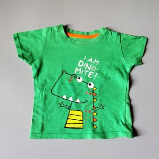 Tričko s krátkým rukávem Primark vel. 80 zelené s dinosaurem